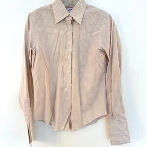 Brooks Brothers Womens Pink Stripe Dress Shirt Size 4 Button Front Career Office